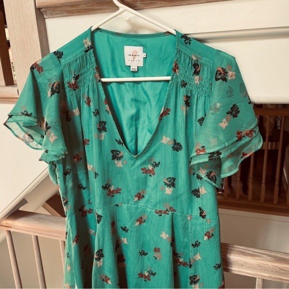The Nines by HATCH Floral Print Flutter Short Sleeve Chiffon Maternity Dress M - Picture 11 of 11